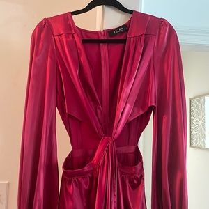 Akita Maxi Dress M plunge neck Magenta